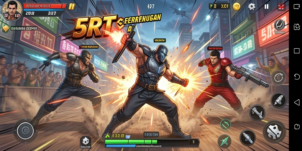 Tampilan aksi mendebarkan dari gameplay 5RT yang penuh tantangan.