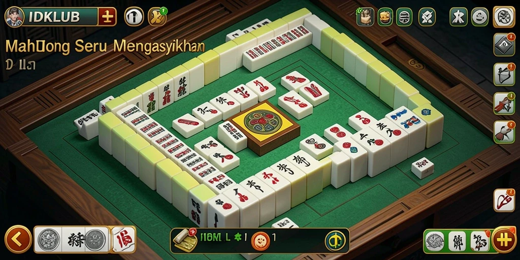 Menampilkan pengalaman gameplay seru dalam permainan Mahjong IDKLUB.