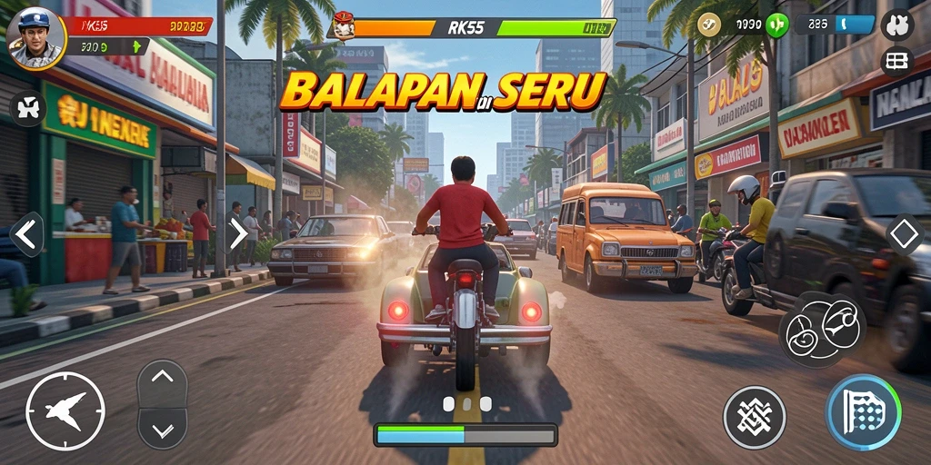 Gameplay balap yang mendebarkan dan menantang di RK55.