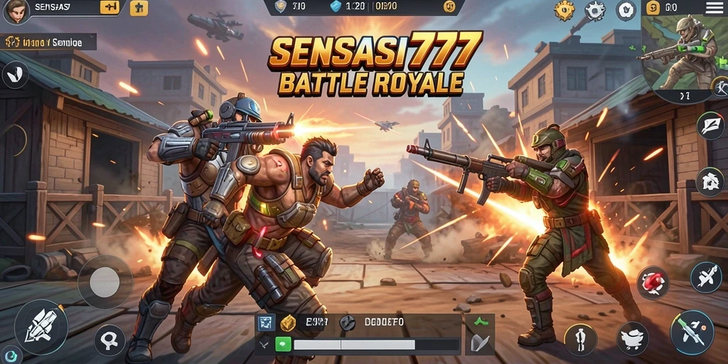 Tampilan seru gameplay Battle Royale SENSASI777 dengan aksi mendebarkan.