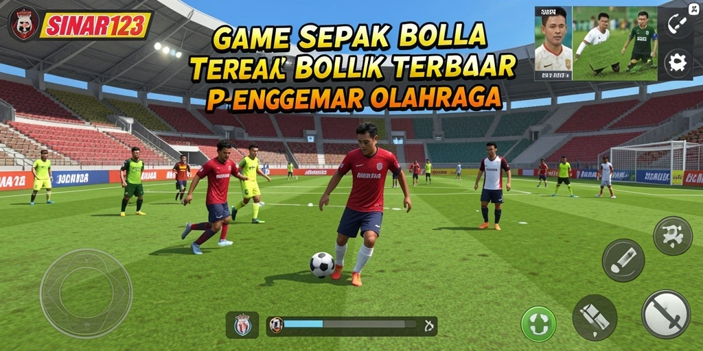 Screenshot gameplay SINAR123 menampilkan aksi sepak bola yang mendebarkan.