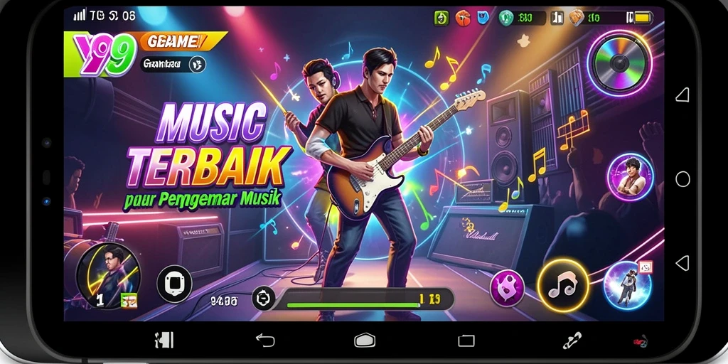 Screenshot dari gameplay Y89 yang menampilkan pengalaman bermain musik yang seru.